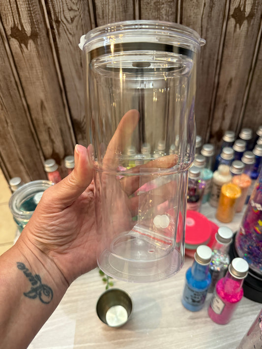18 oz acrylic snow globe tumbler