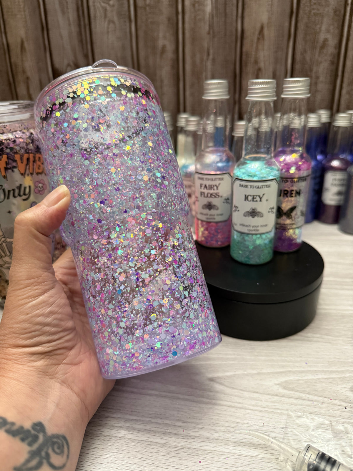 18 oz acrylic snow globe tumbler